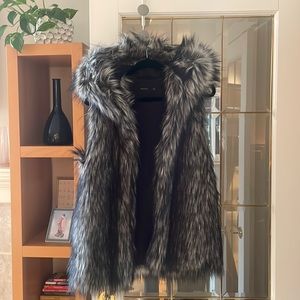 Talula faux fur vest with giant hood. Size small.